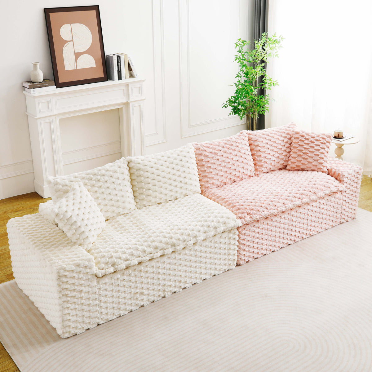 Luxury Color-Block Turtle Velvet Multifunctional Sofa