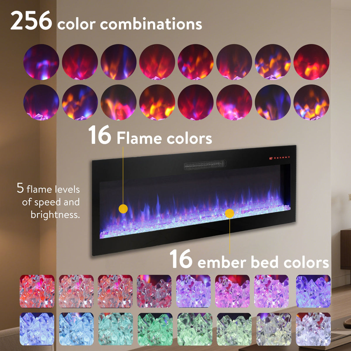 60" Fireplace TV Stand for TVs Up to 70"