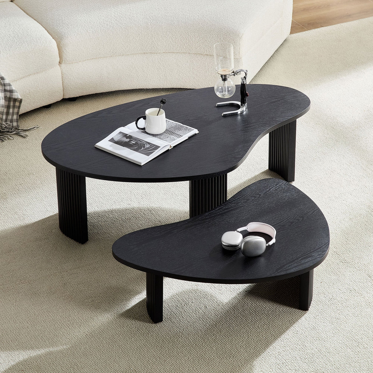 2-Piece Modern Irregular Shape Coffee Table Set