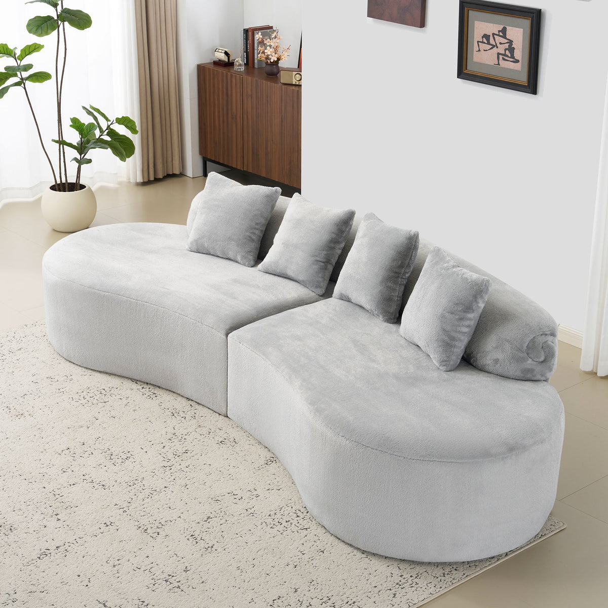 Modern and Simple Curved Flannelette Sofa