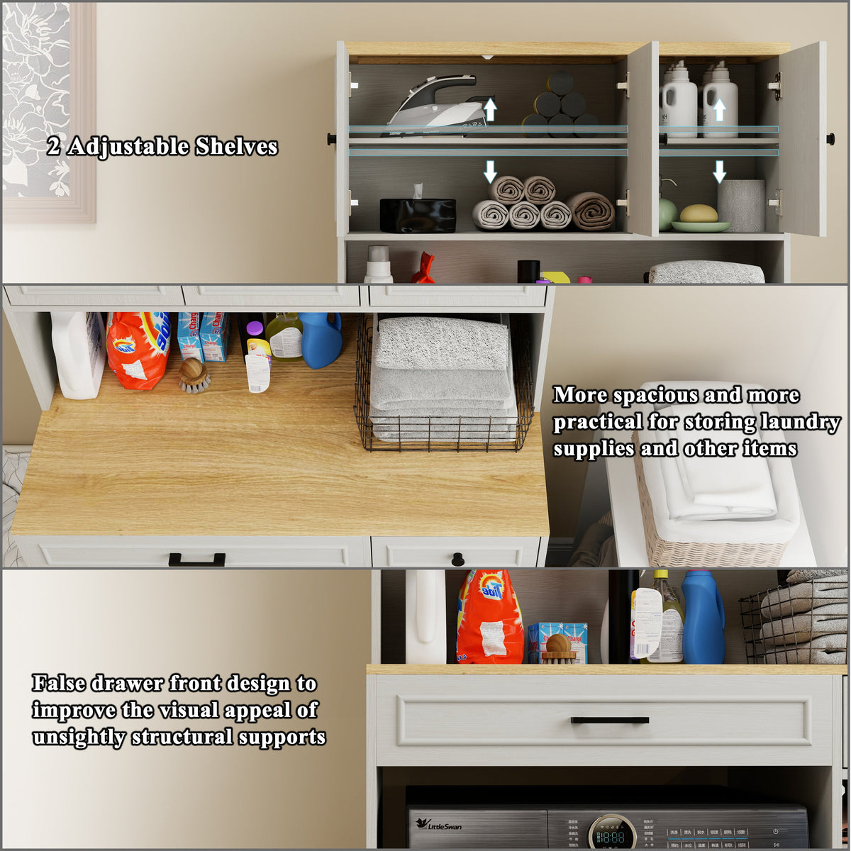 Over the Washer, Dryer and Robot Vacuum Storage Cabinet