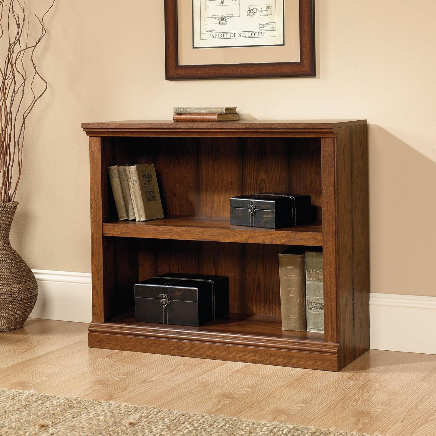 Washington Cherry Finish 2 Shelf Bookcase For Storage