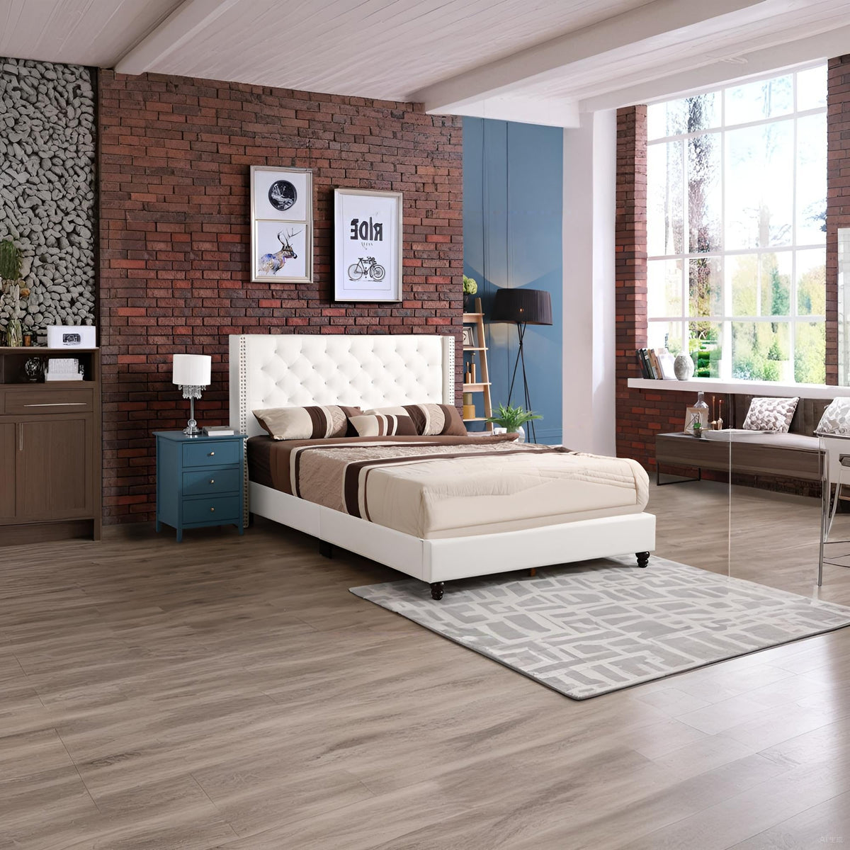 Chic Transitional Full Bed In Bright