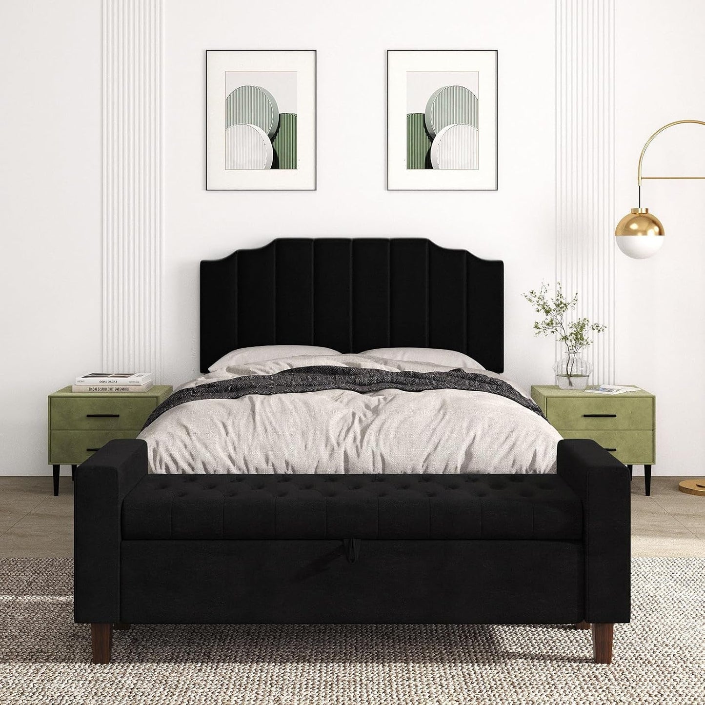 Velvet Wall Mounted Queen Size Headboard with Tufted Design