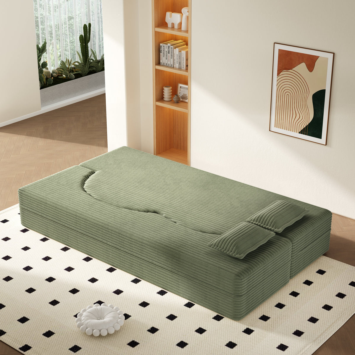 Modern Floor Sofa with 2 Pillows