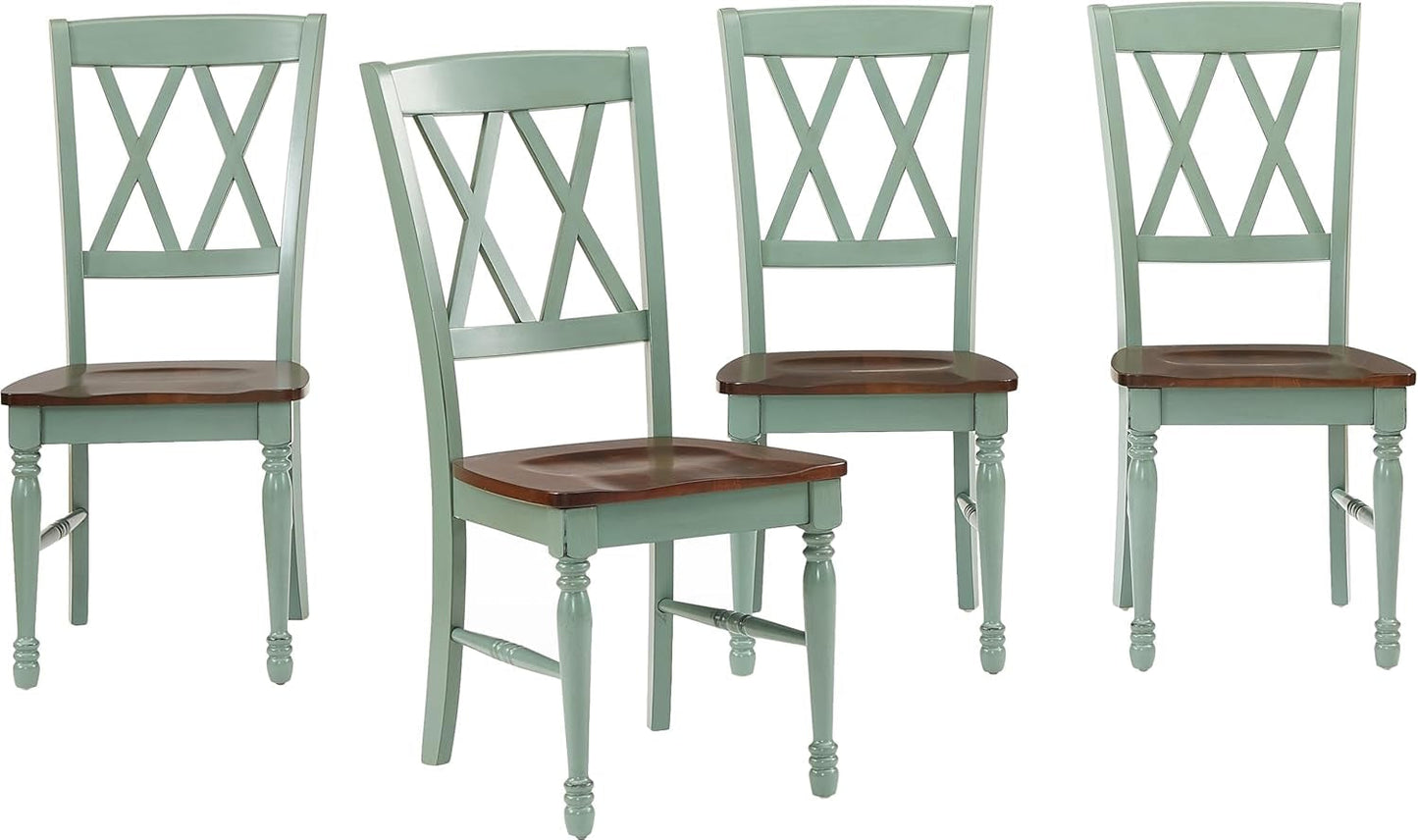 Shelby Distressed Teal XBack Dining Room Chairs Set of 4