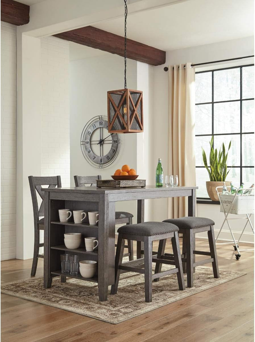 Caitbrook Rustic Counter Height Dining Table With Storage