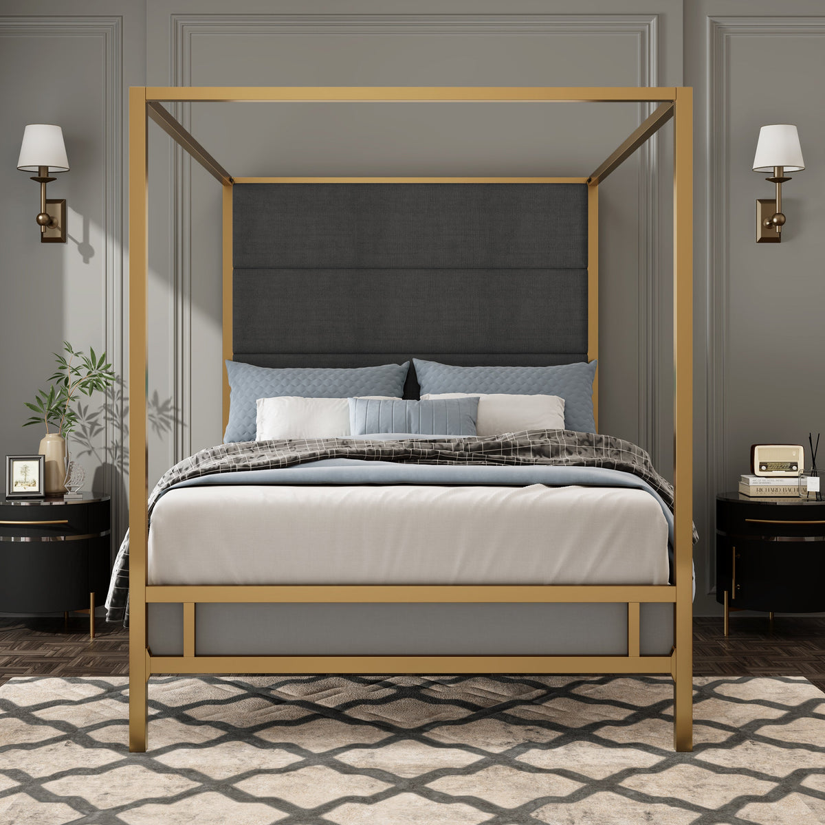 Gold Metal Canopy Bed