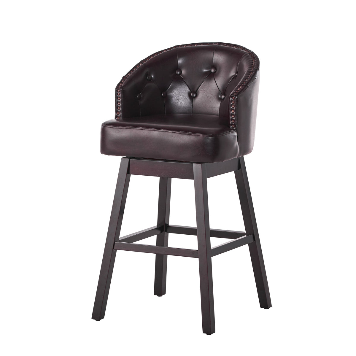 360 Degree Swivel Bar Stool with Stunning Nailhead Trim, Set of 2
