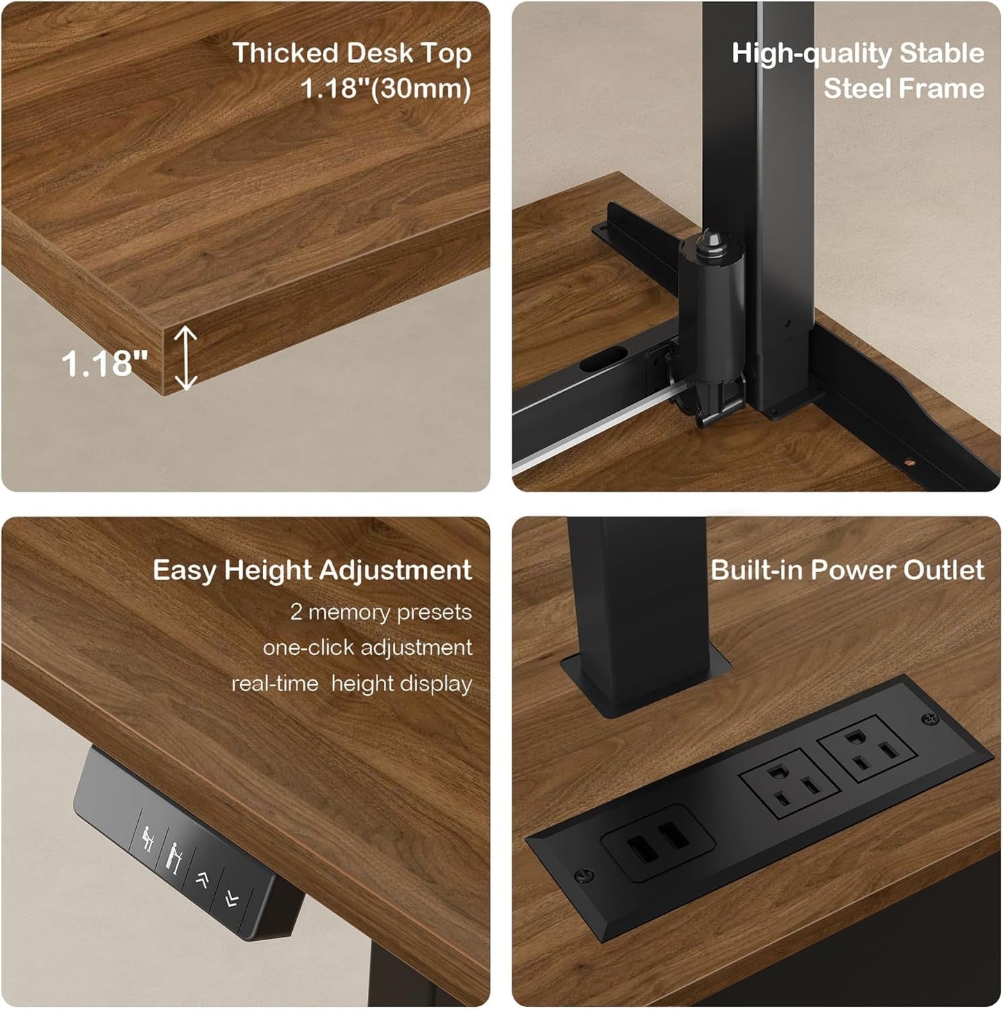 Walnut Seventy OneInch Height Adjustable Standing Desk Cabinets