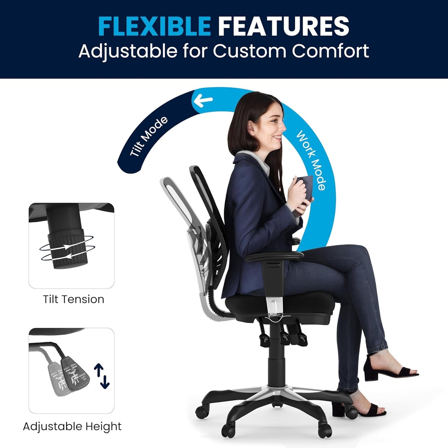 Ergonomic Mesh Office Chair With Adjustable Lumbar Black