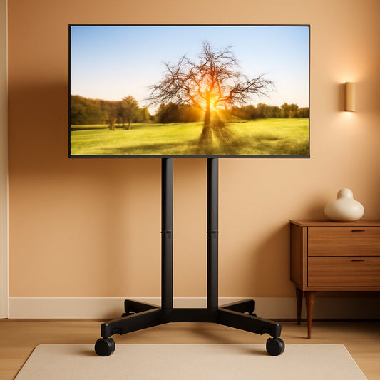 Mobile TV Stand 32 To 70 Inch With Wheels Height Adjustable