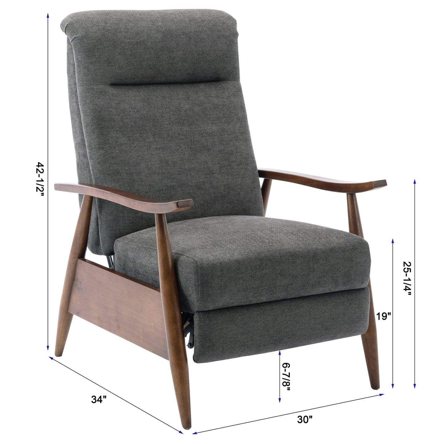 Saugus Wood Arm Push Back Recliner