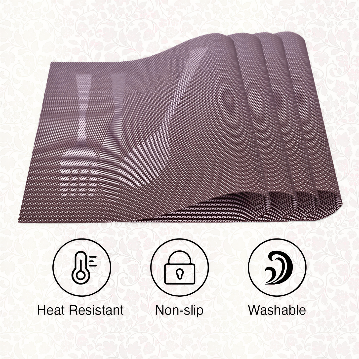 Vinyl Placemats – Cambridge Brown Heat Resistant Non Slip Table Protectors
