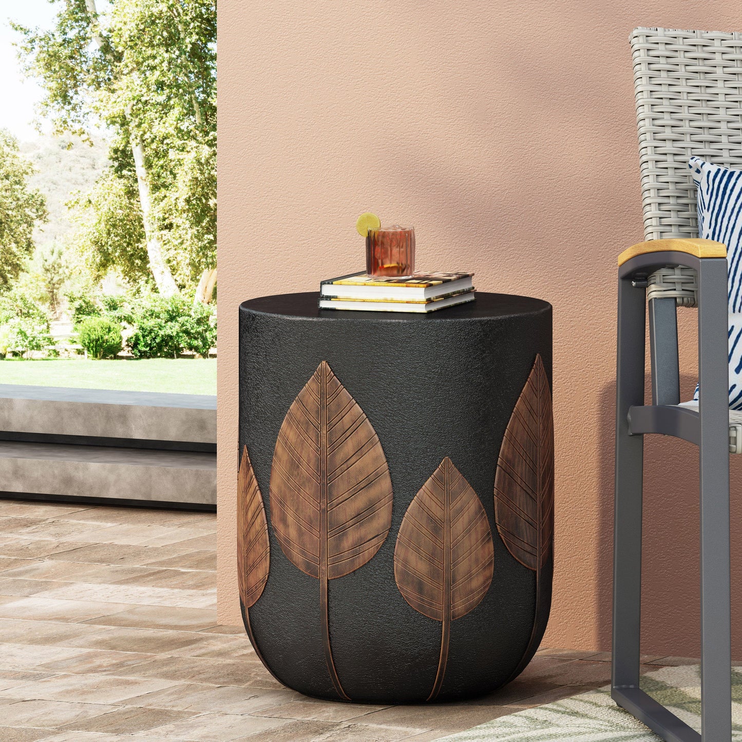 Outdoor LightWeight Concrete Side Table,Copper_73440.00