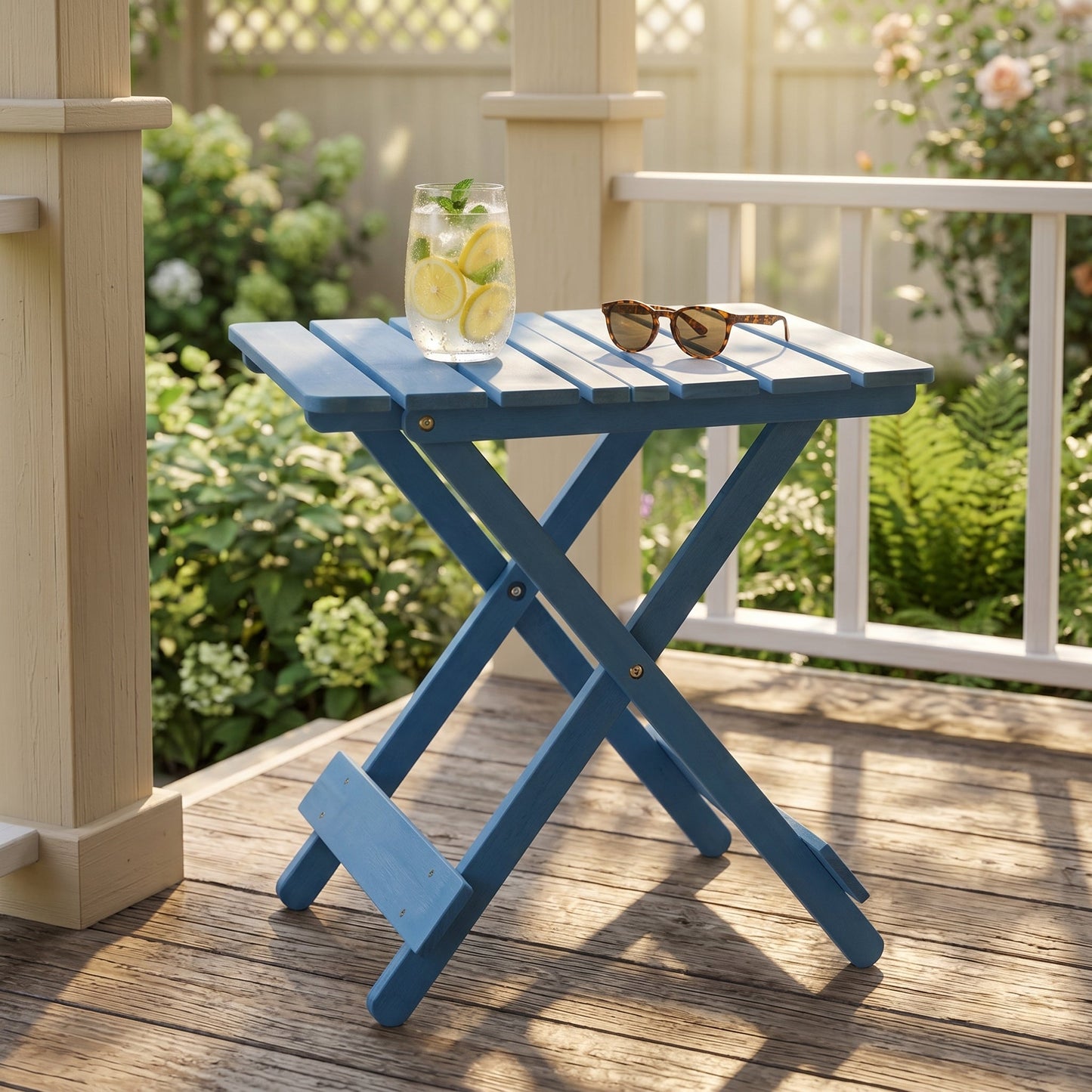 Folding Square Table Patio Outdoor Solid Wood Table