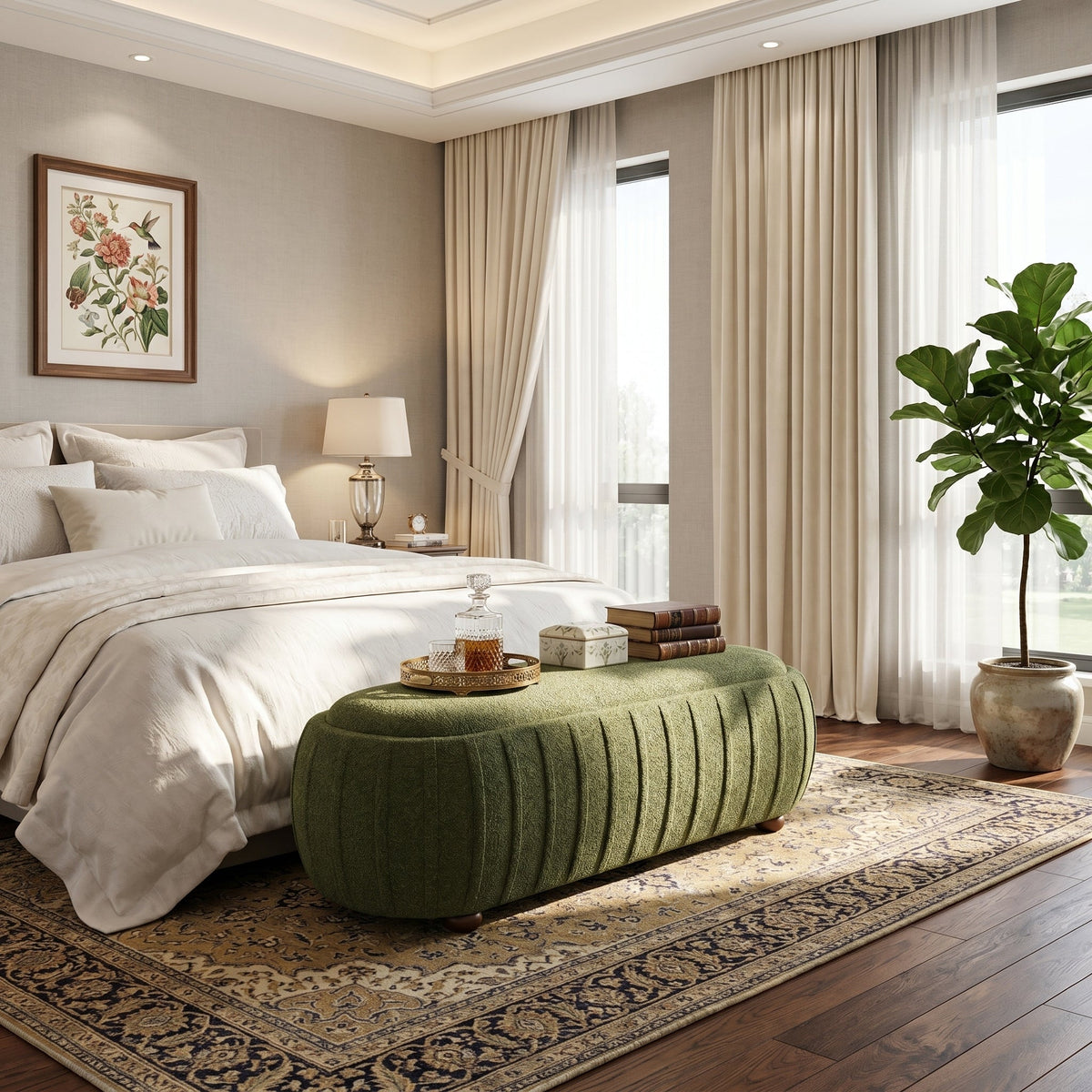 Upholstered Ottoman - Oval Shape