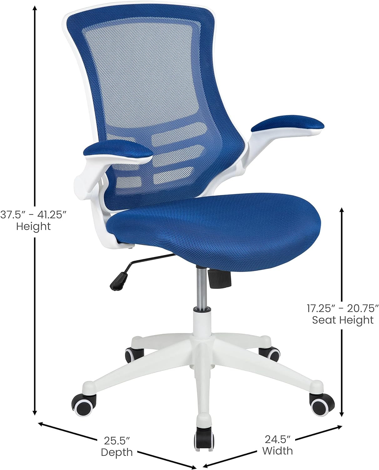 Ergonomic Office Chair Blue Mesh With White Frame Mid Back