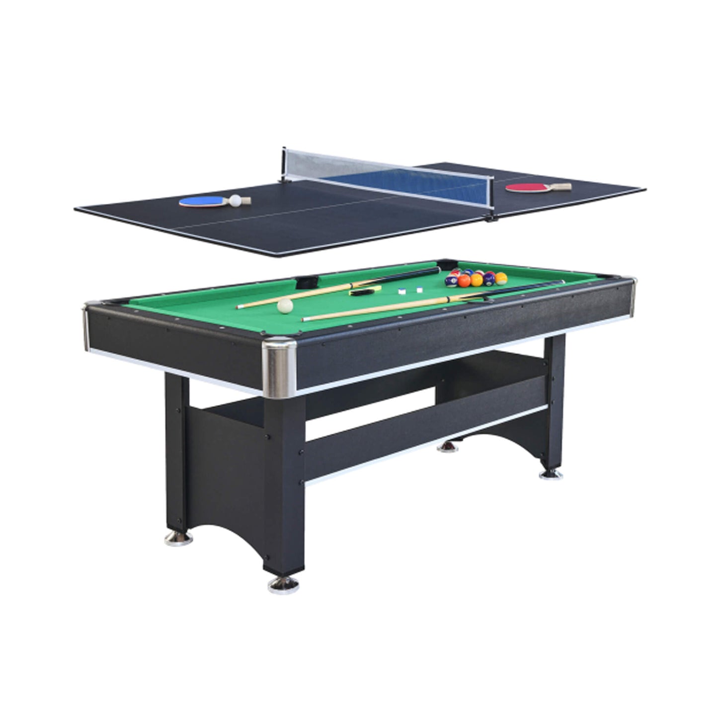 6FT Premium Wooden Multifunctional Pool Table With Table Tennis Top (SAK62741)