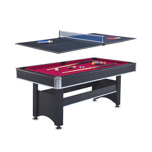 6FT Premium Wooden Multifunctional Pool Table With Table Tennis Top (SAK62741)