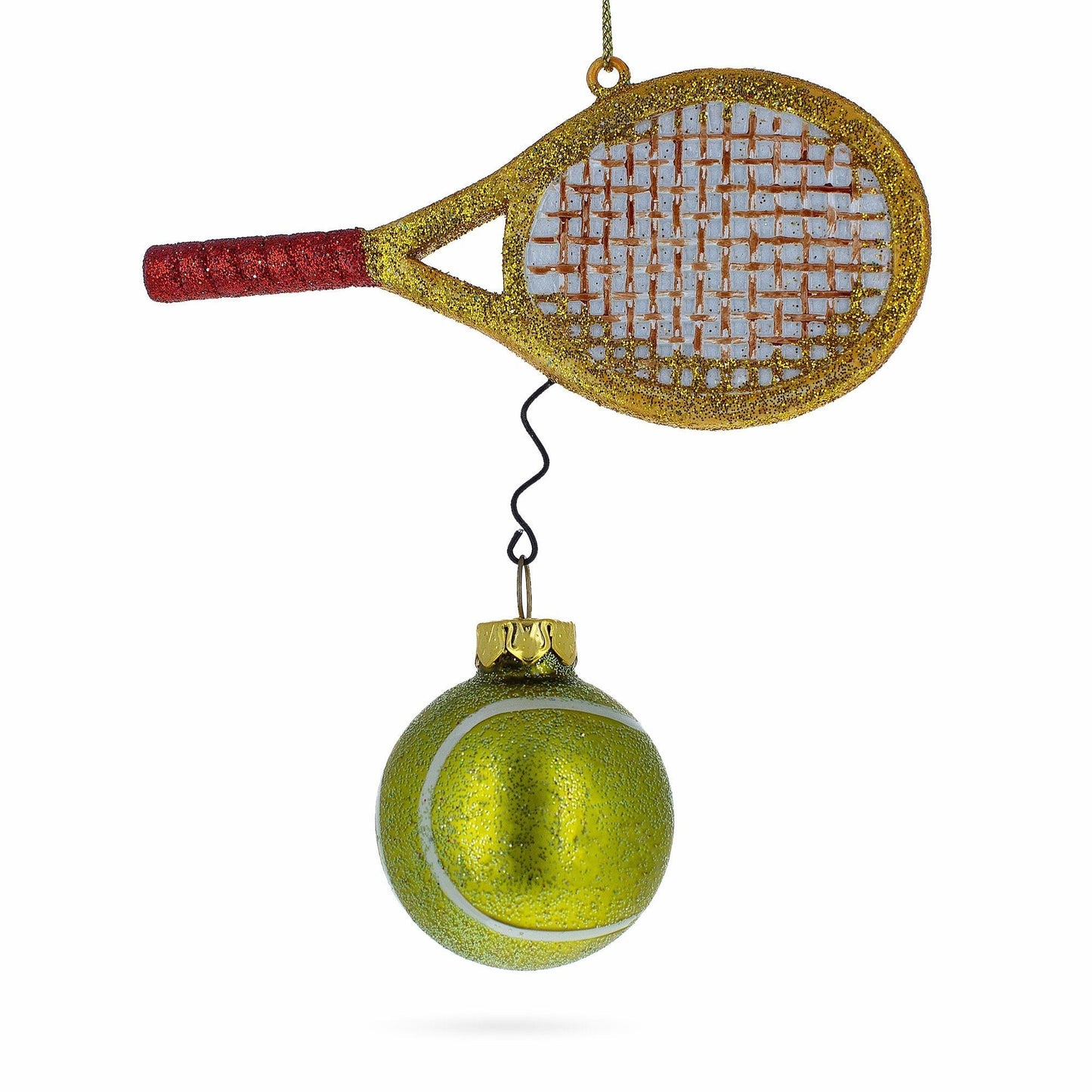Tennis Racket and Ball Glass Christmas Ornament