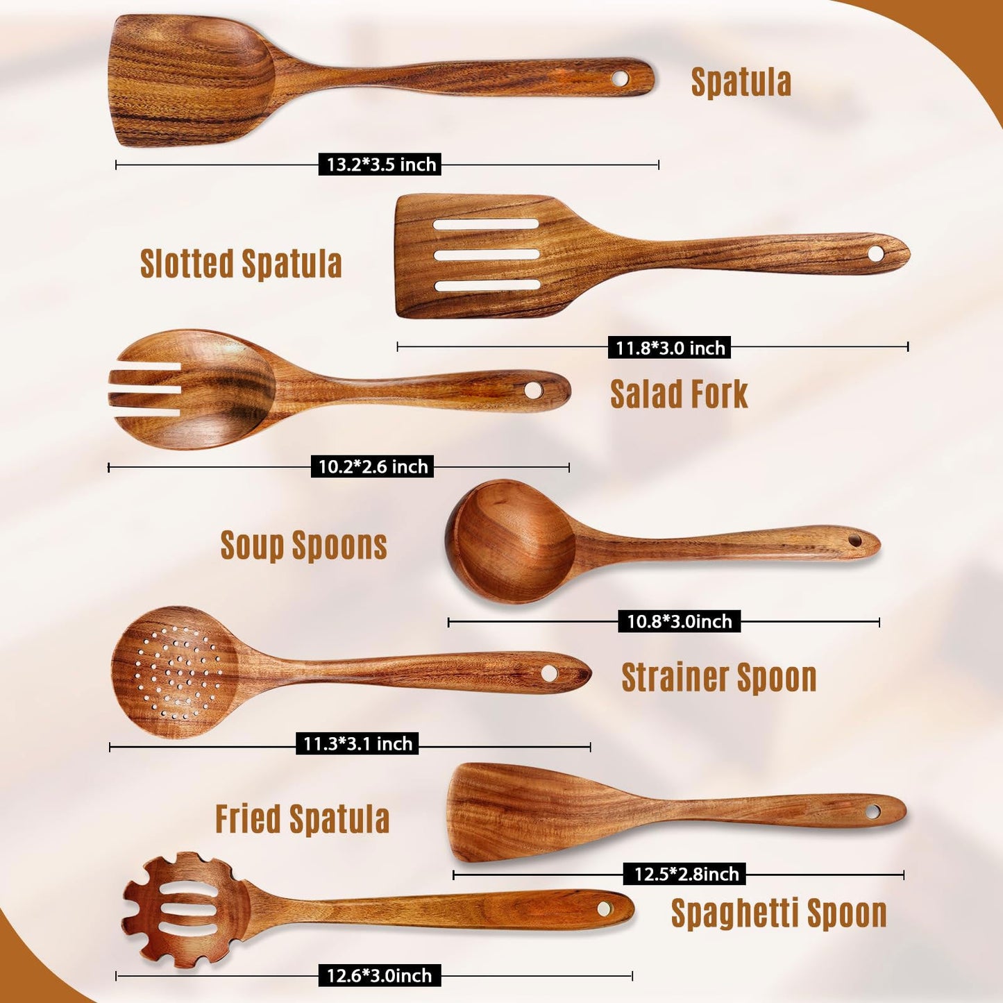 Premium Teak Wooden Utensil Set