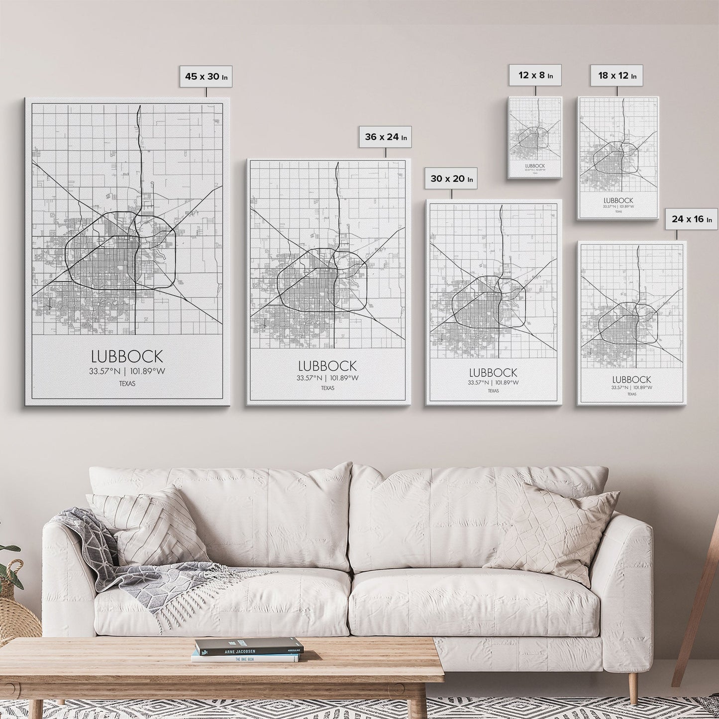 Lubbock Street Map, Texas Map, City Map Art, Modern Art, Wall Art, Canvas Print, Travel Print, Farmhouse Wall Décor, Boyfriend Gift