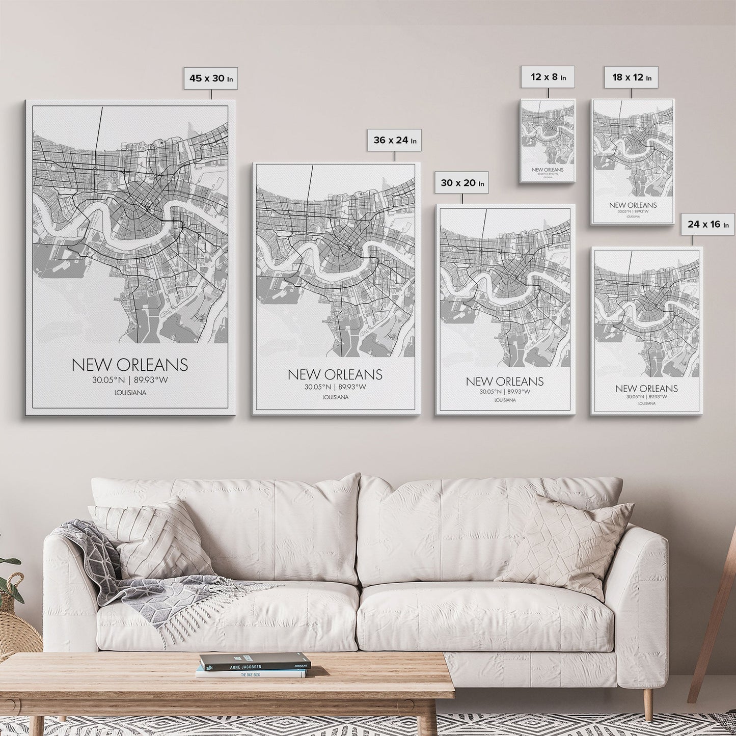 New Orleans Street Map, Louisiana Map, City Map Art, Modern Art, Wall Art, Canvas Print, Above Bed Art, Gift For Travelers, Travel Wall Art