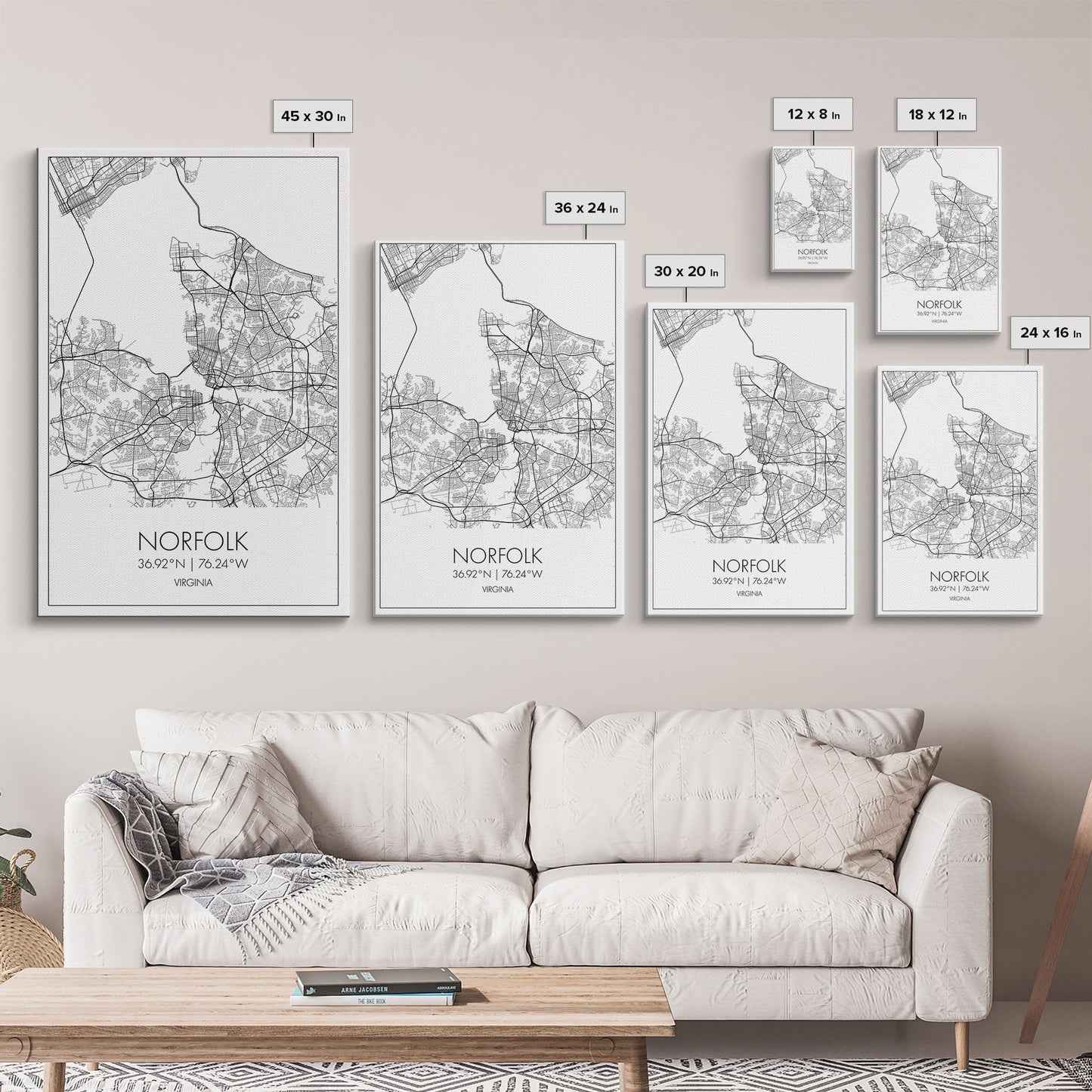 Norfolk Street Map, Virginia Map, City Map Art, Modern Art, Wall Art, Canvas Print, Bedroom Décor, College Student Gift, Travel Print
