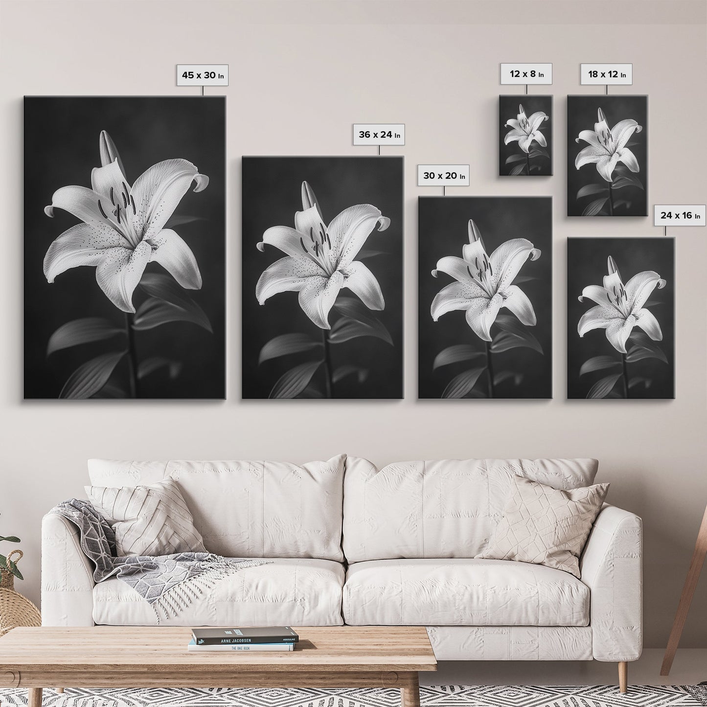 Elegant Lily, Black and White, Floral Beauty, Canvas Print, Botanical Wall Art, Minimalist Art, Bedroom Wall Decor, Nature Photography