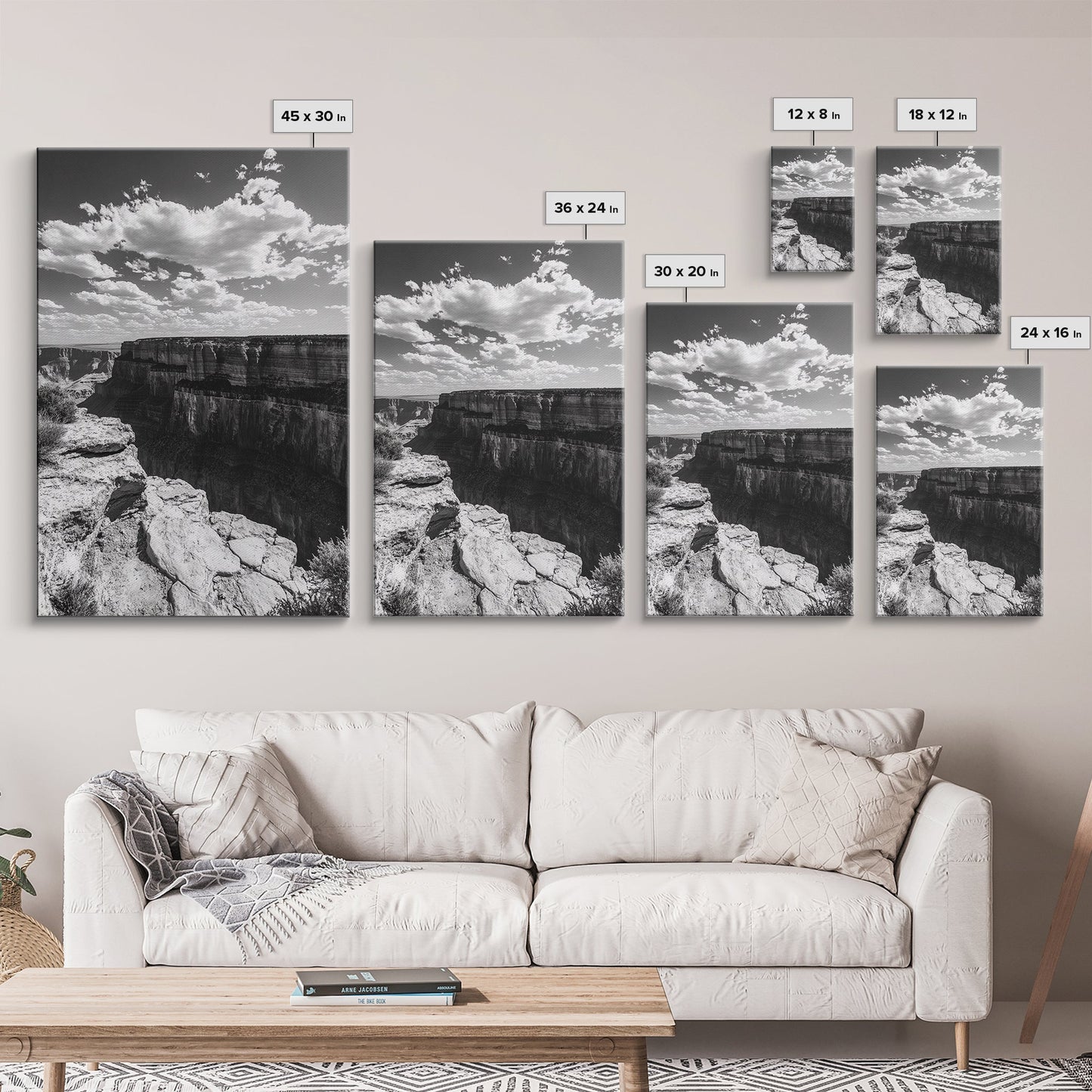 Grand Canyon, Desert, Clouds, Depth - Epic canyon view, Canvas Print, adventurous living room centerpiece, nature-inspired wall art