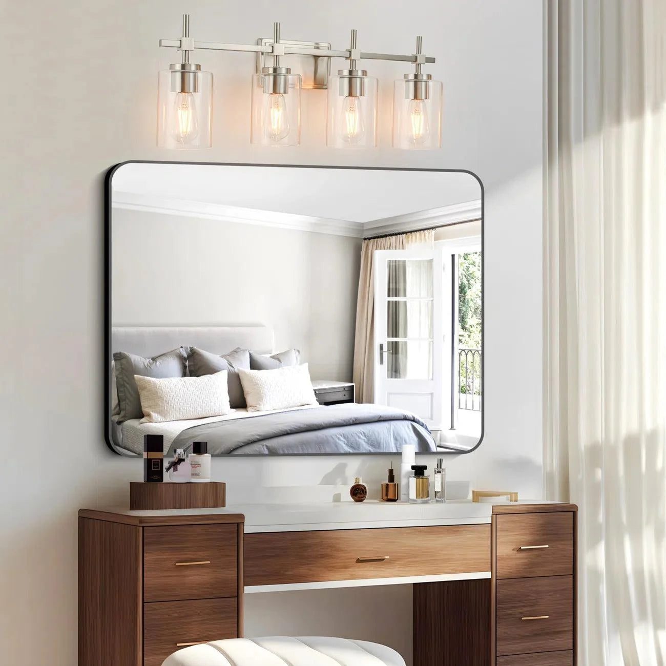 Jasper Modern 4-Light Clear Glass Bathroom Lights Linear Vanity Light