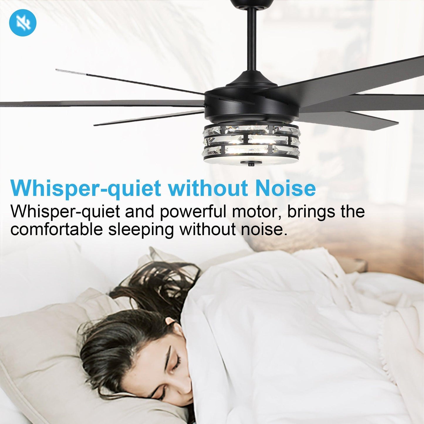 70" Black Modern Ceiling Fan