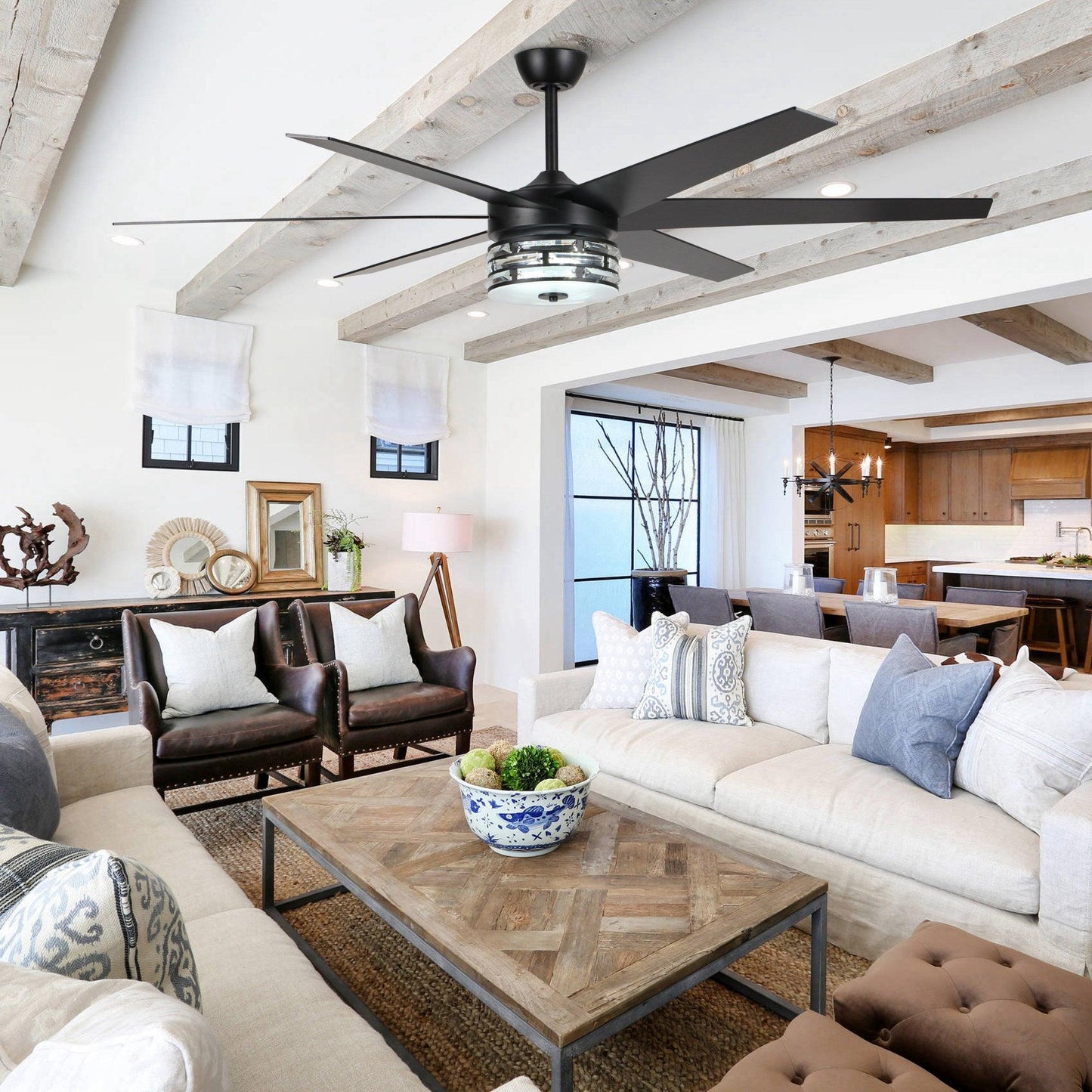 70" Black Modern Ceiling Fan