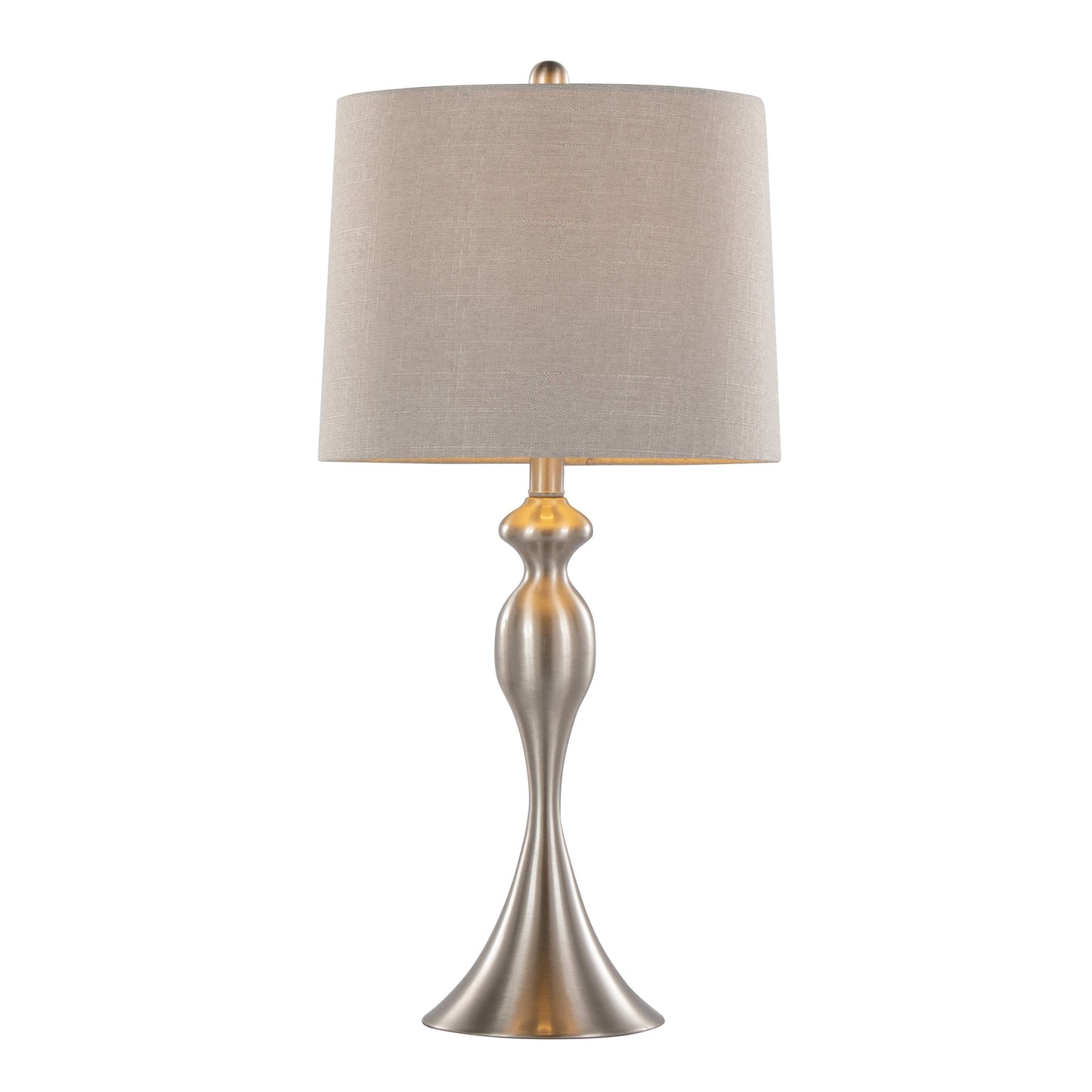 Ashland 27" Contemporary Metal Table Lamp Set in Brushed Nickel
