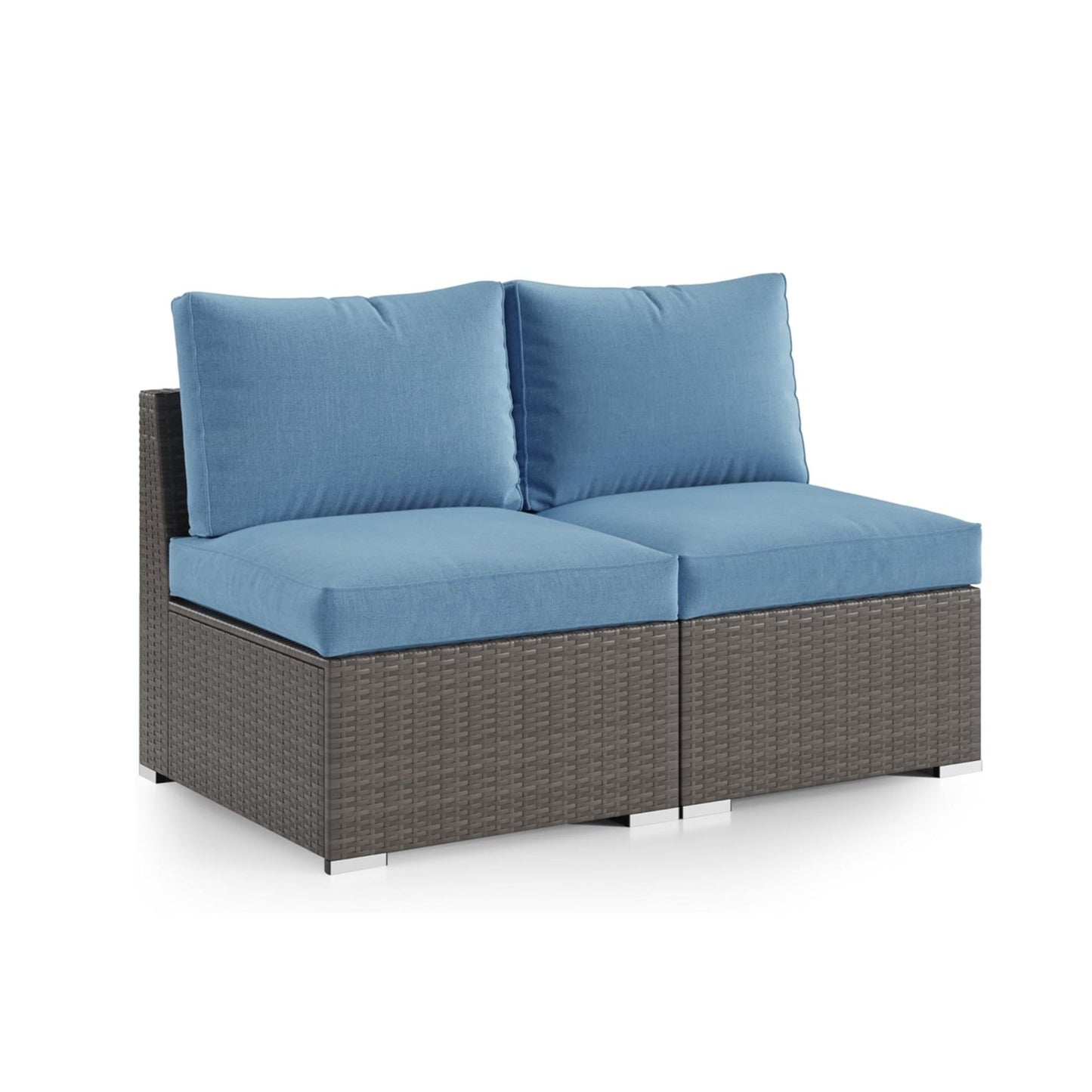 59.8" Outdoor Wicker Armless Sofa Set - 2-Piece Patio Loveseat