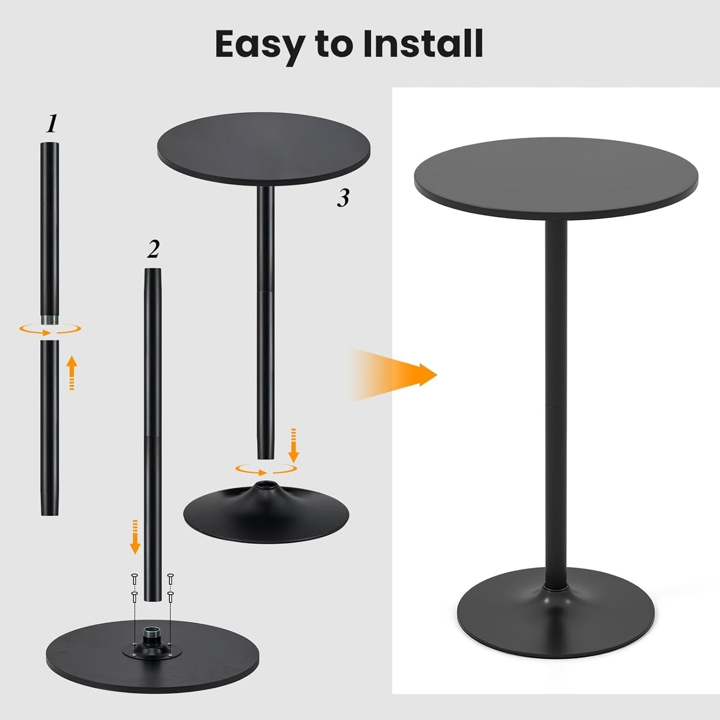 Bar Table Convertible Height Twenty Four Inch Round Top Surface