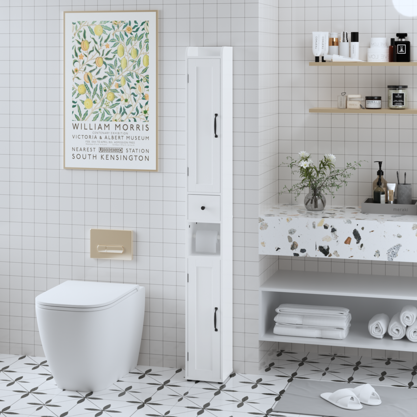 67.51" Tall Bathroom Storage Cabinet
