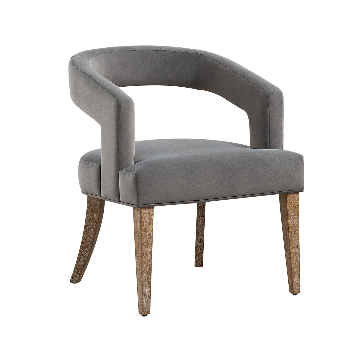 Modern Barrel Open Back Upholstered Accent Chair with Weathered Wood Legs