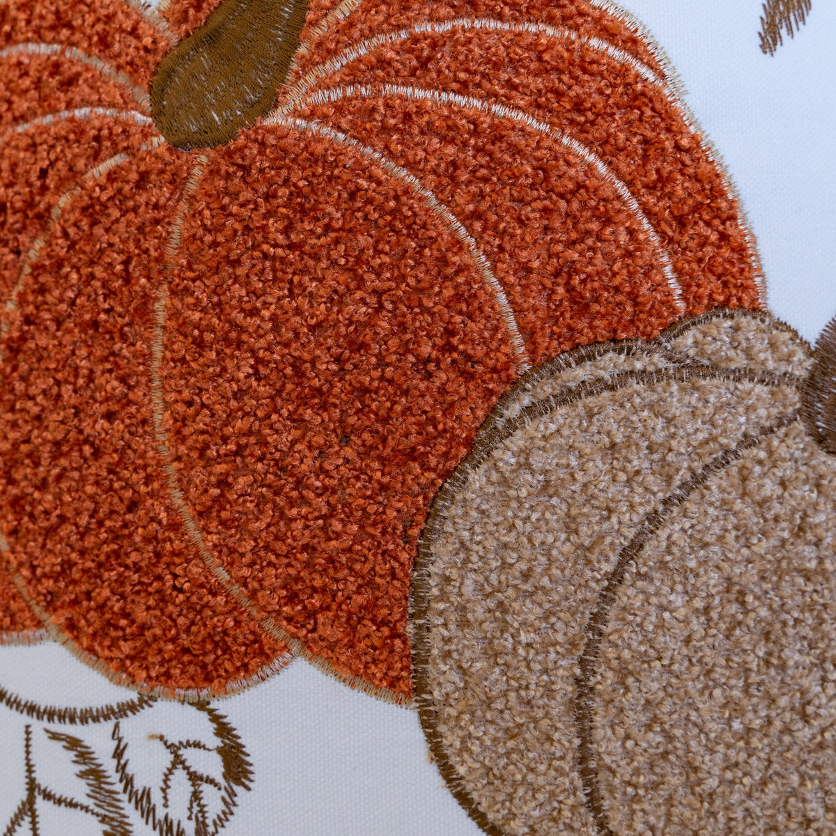 Pumpkin Embroidered Cotton Throw Pillow