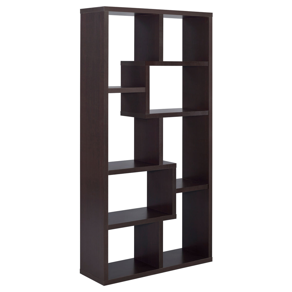 8-Shelf Cappuccino Geometric Bookcase