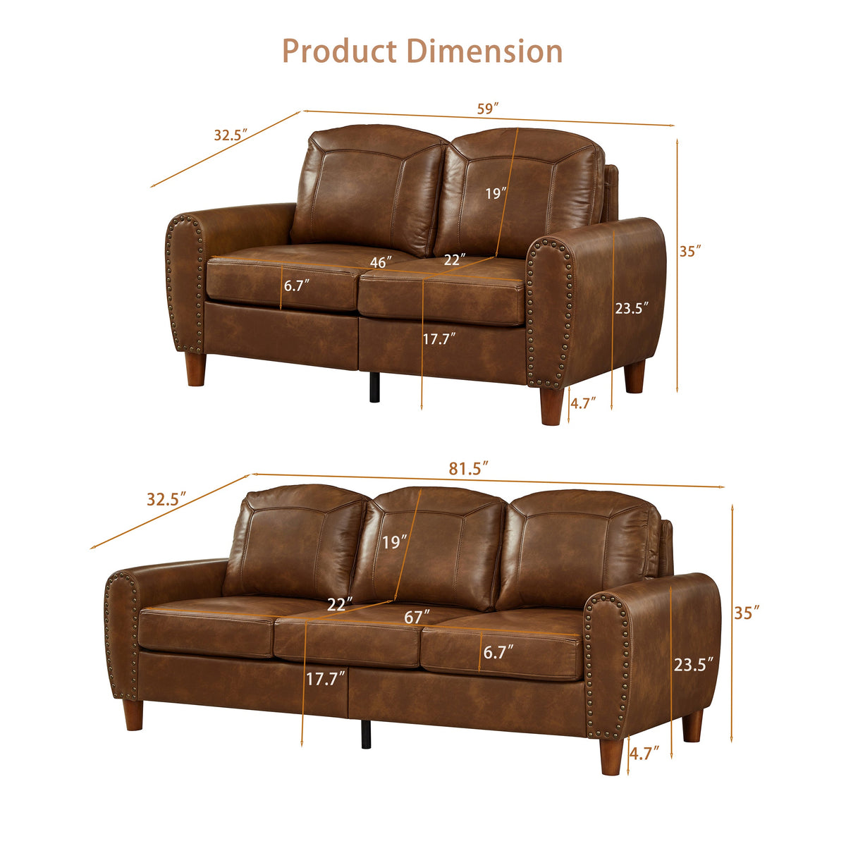 Breathable Faux Leather Sofa Set for Living Room