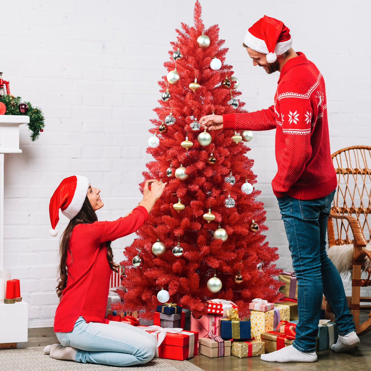 Vibrant Red 4FT Christmas Tree
