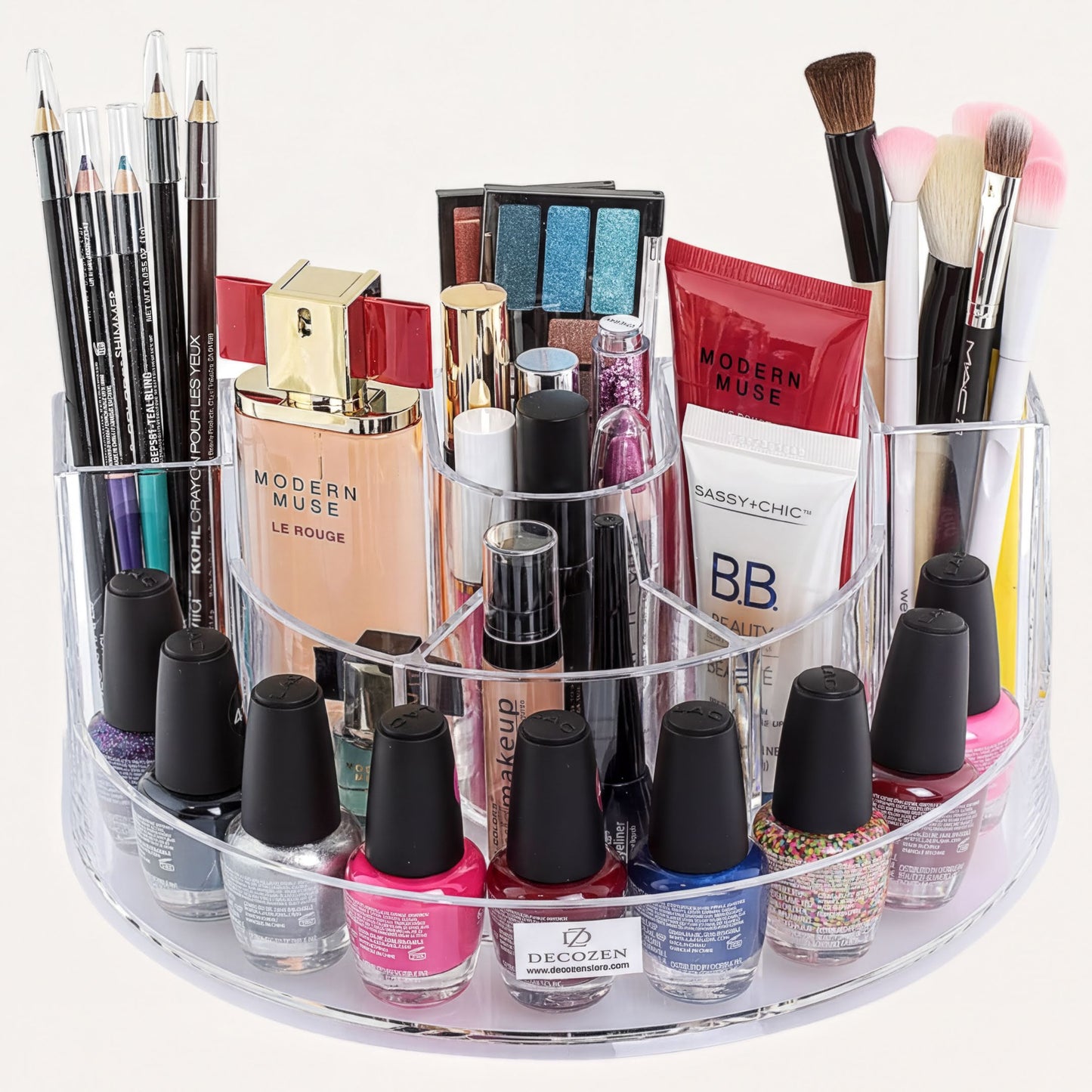 Clear Makeup Organizer - Acrylic Cosmetic Storage Box with 7 Slots for Daily Use