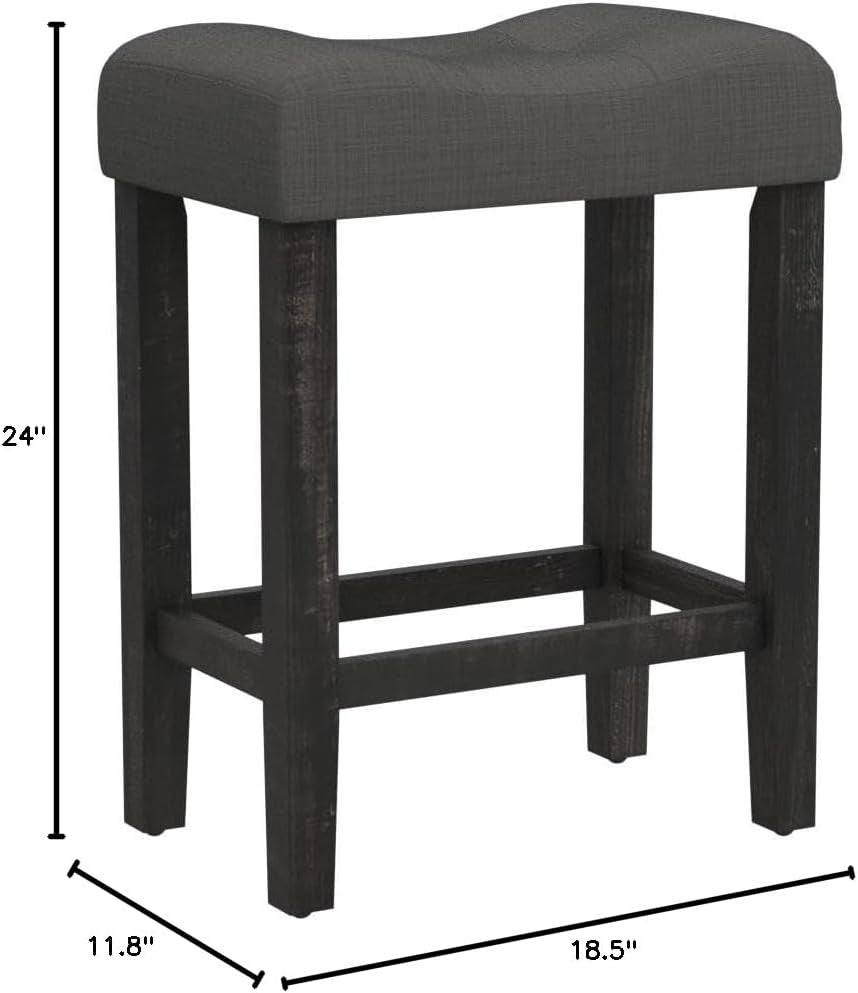 Sora Button Tufted Counter Height Saddle Stools Set of 2 Gray