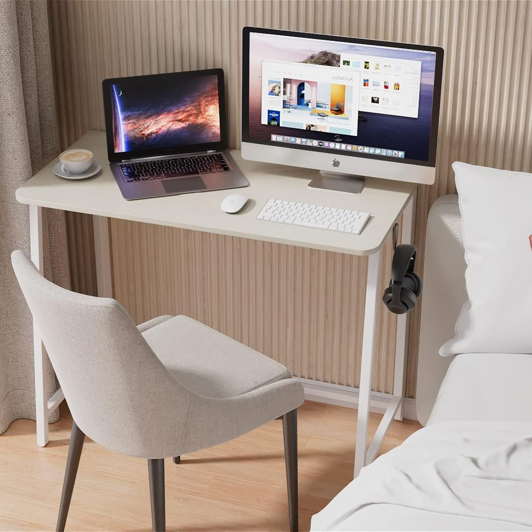 Folding Desk 31.5 Inch Oak Wood Small Space Computer Table