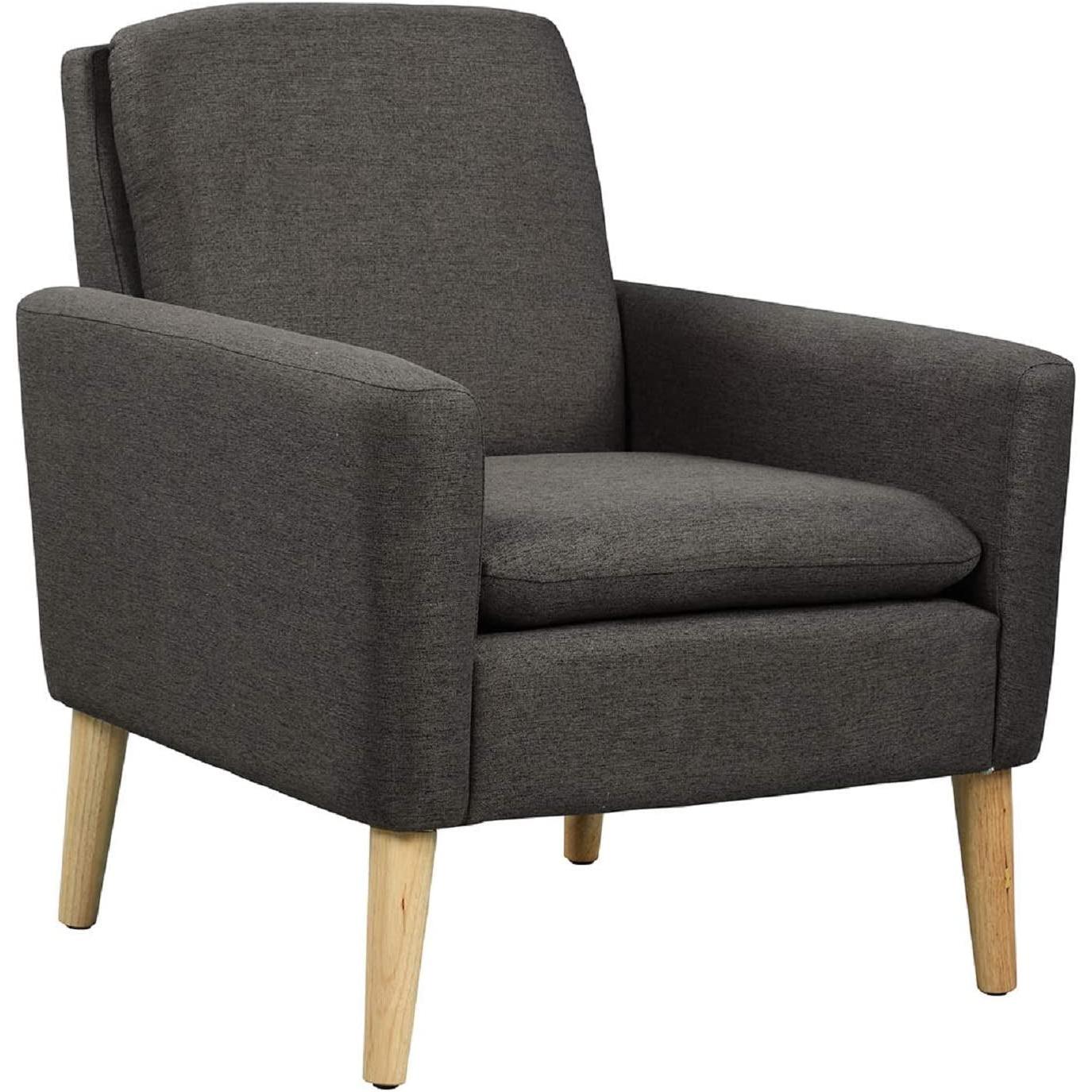 Black Modern Accent Armchair With Ergonomic Deep Seat For Living Room