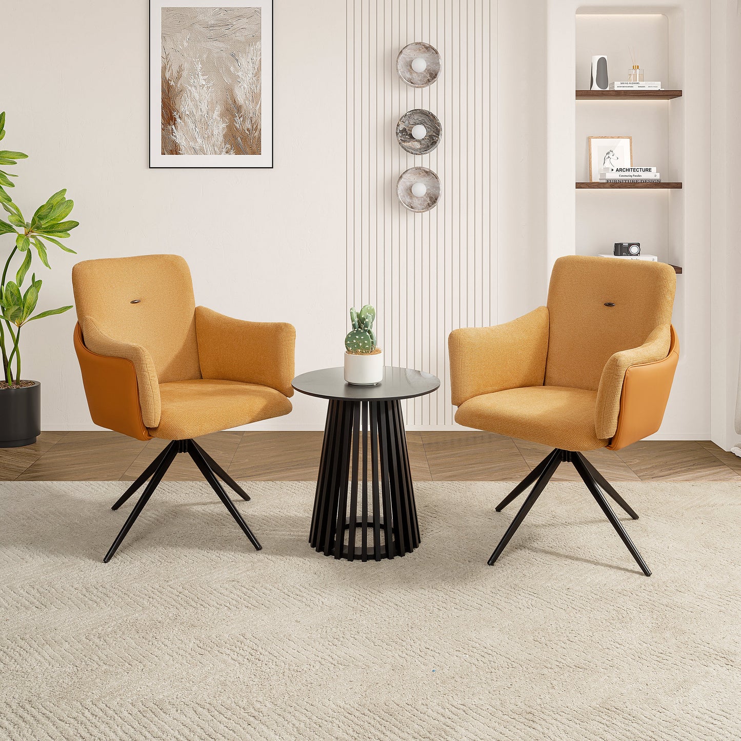 360° Swivel Home Office Desk Chairs Set of 2 - Orange