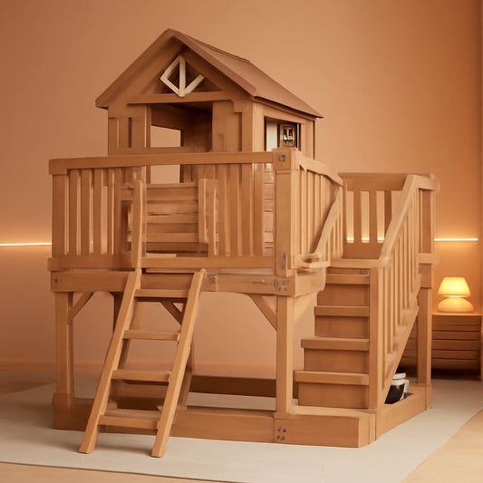 Premium Outdoor Cedar Playhouse With Integrated Kitchen