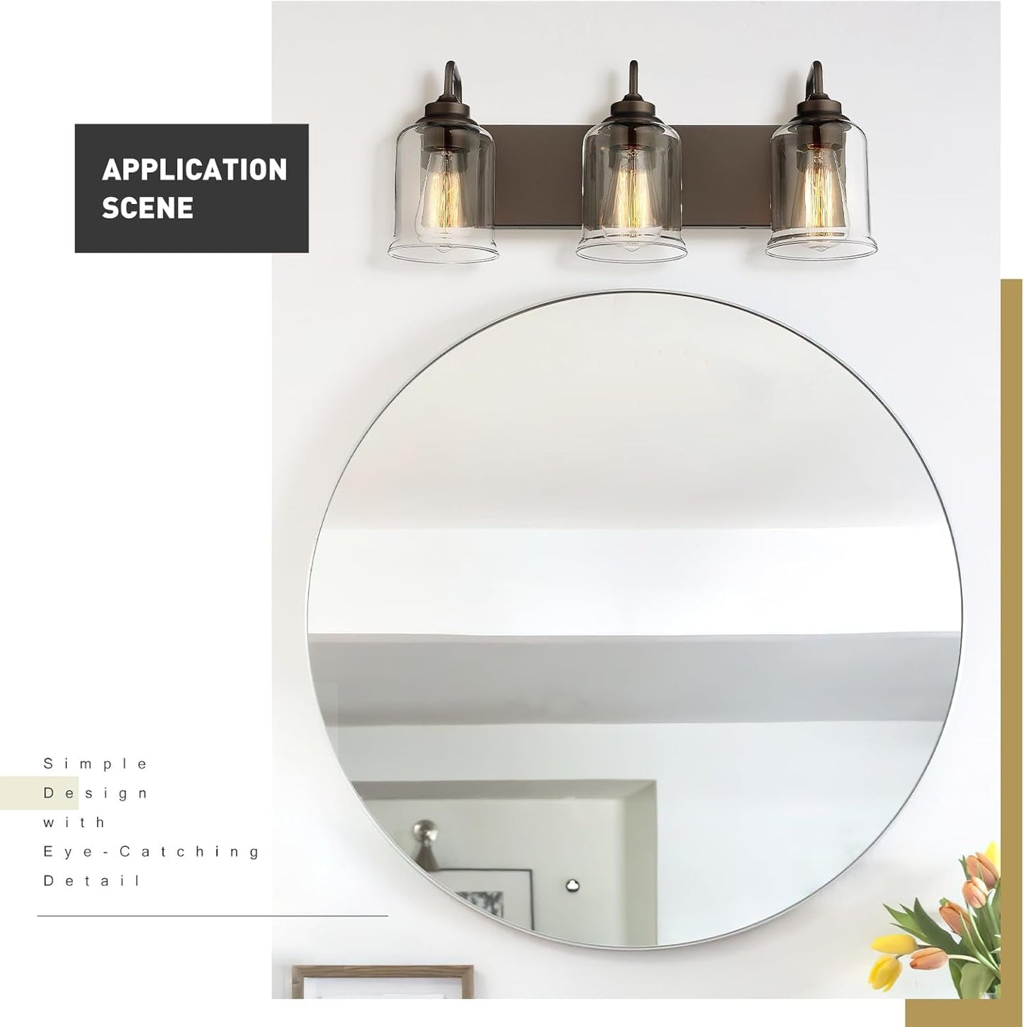 Farmhouse Glass Bathroom Vanity Light Fixture